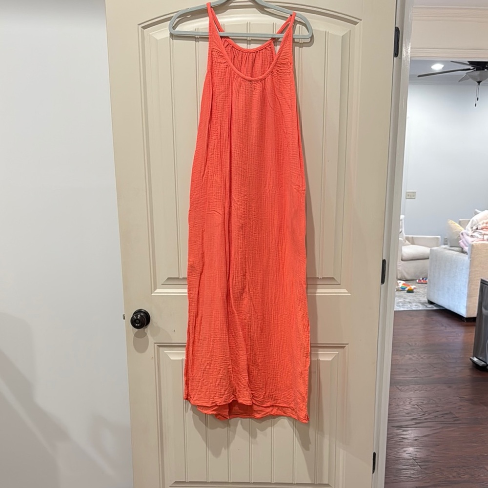 Coral Sleeveless Maxi Dress